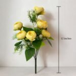 9-Head Medium Peony Artificial Flower Bunch – Lemon (15 Inch) ( Set of 2 Pcs )