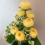 9-Head Small Peony Artificial Flower Bunch – Soft Yellow (12 Inch) ( Set of 2 Pcs )