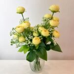 9-Head Small Peony Artificial Flower Bunch – Soft Yellow (12 Inch) ( Set of 2 Pcs )