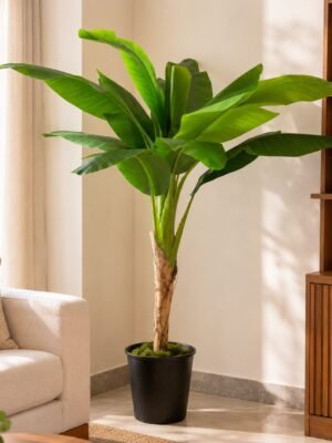 Artificial Banana Plant ( 5ft Tall ) with Black Plastic Pot