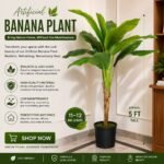 Artificial Banana Plant ( 5ft Tall ) with Black Plastic Pot