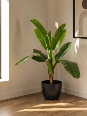 Artificial Banana Plant – 4 ft With Plastic Black Pot