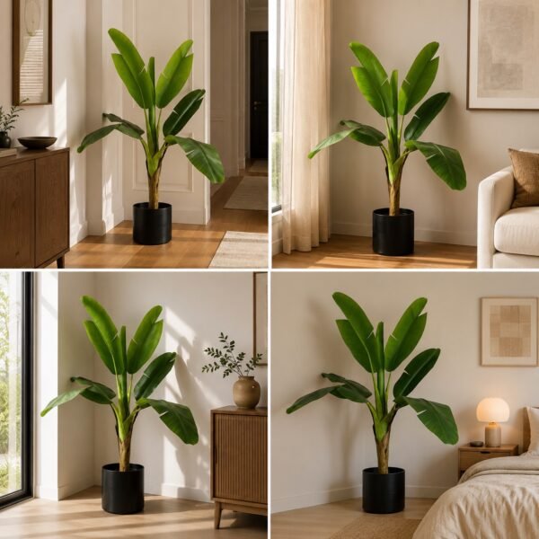 Artificial Banana Plant – 4 ft With Plastic Black Pot