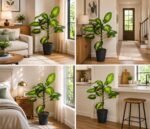 Artificial Caladium Plant (Elephant Ear Plant) – 4 ft  With Black Plastic Pot