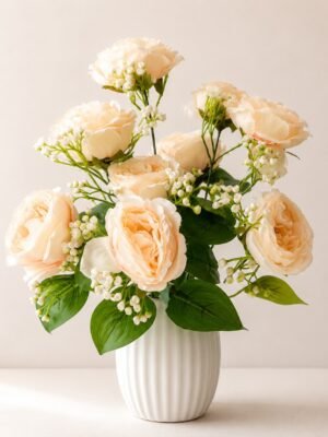 Artificial Champagne Peony Rose Bouquet ( Set of 2 Pcs )-img1