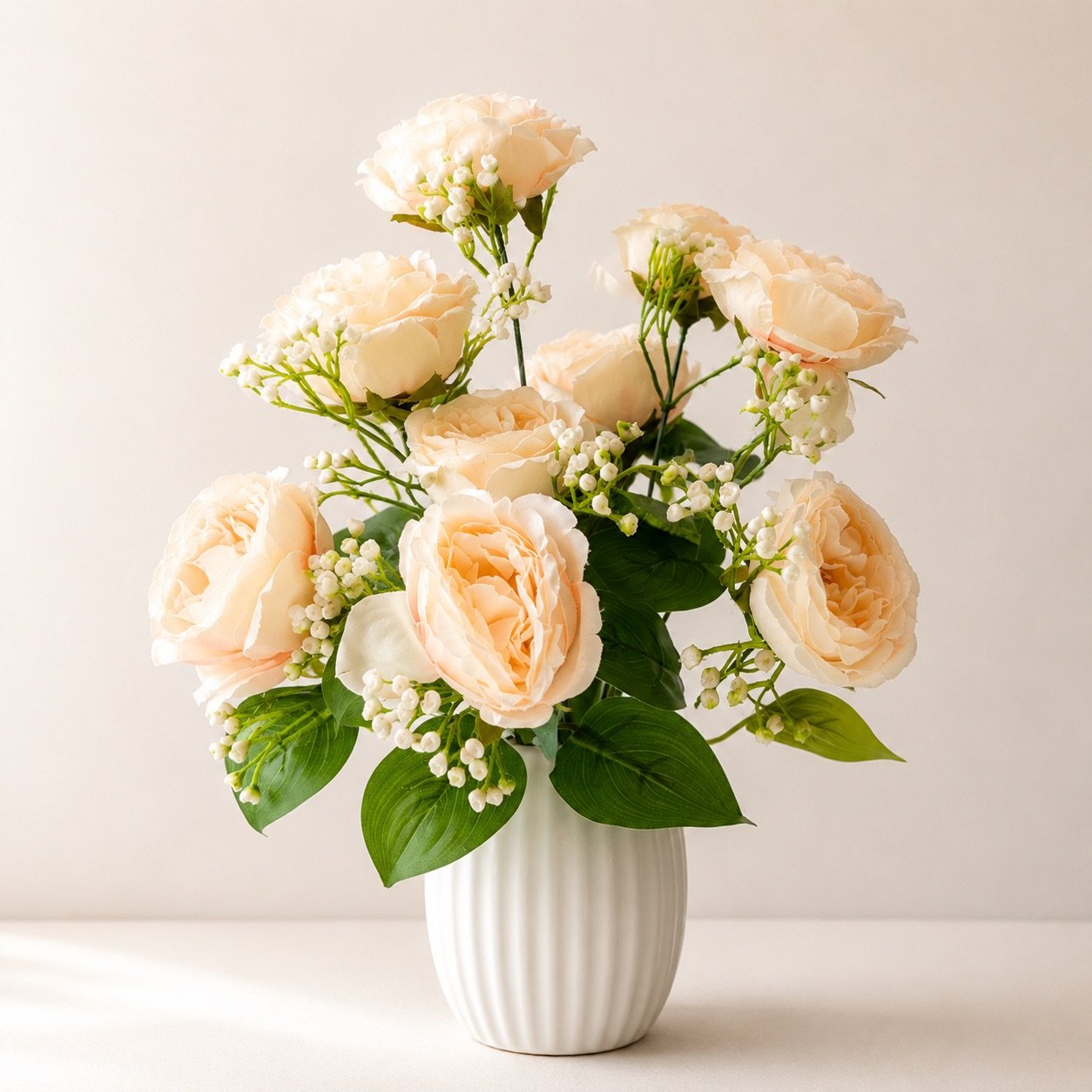 Artificial Champagne Peony Rose Bouquet ( Set of 2 Pcs )-img1