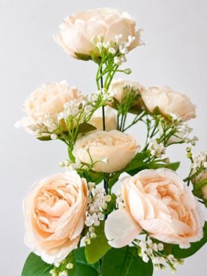 Artificial Champagne Peony Rose Bouquet ( Set of 2 Pcs )