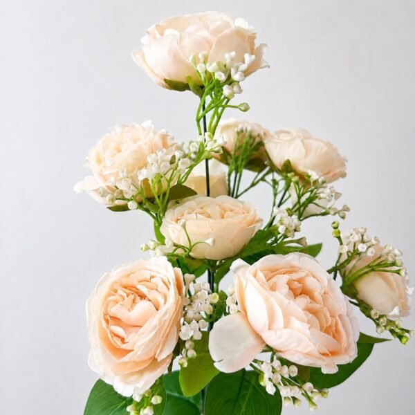 Artificial Champagne Peony Rose Bouquet ( Set of 2 Pcs )