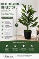 Artificial Dieffenbachia Plant (Dumb Cane) – 4 ft With Black Plastic Pot