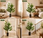 Artificial Dieffenbachia Plant (Dumb Cane) – 4 ft With Black Plastic Pot