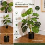 Artificial Monstera Deliciosa Plant (Swiss Cheese Plant) – 4 ft With Black Plastic Pot