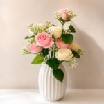 Artificial Pink & White Peony Rose Bunch ( Set of 2 Pcs )
