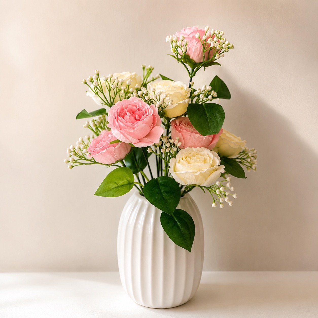Artificial Pink & White Peony Rose Bunch ( Set of 2 Pcs )-img2