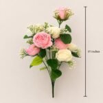 Artificial Pink & White Peony Rose Bunch ( Set of 2 Pcs )