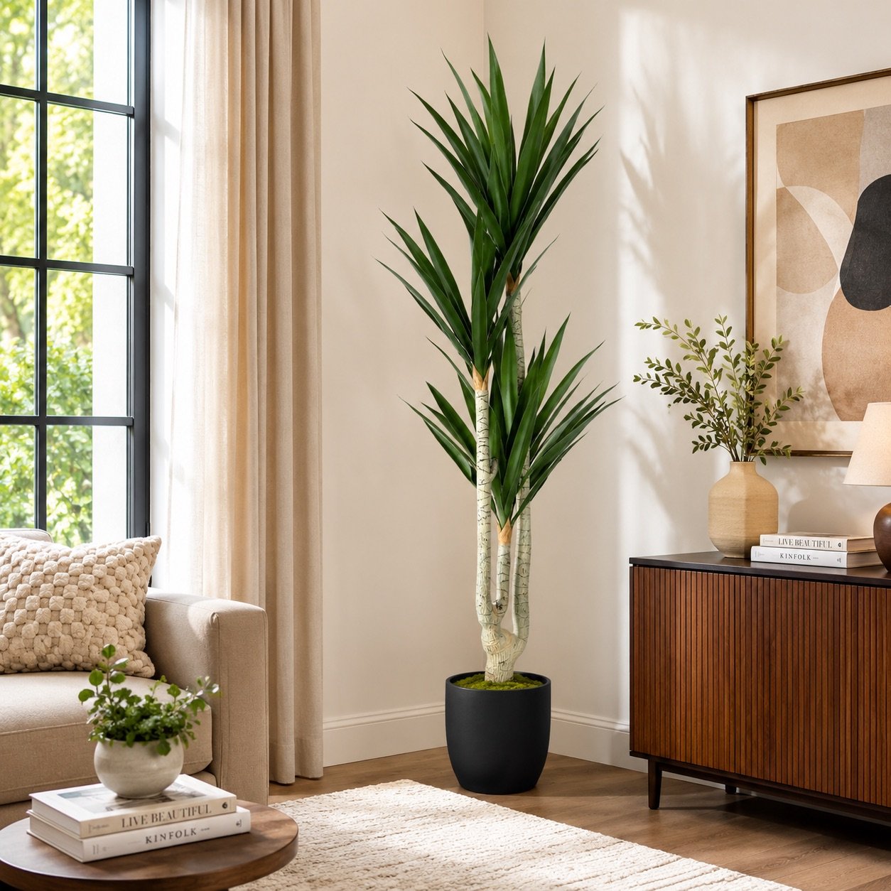 Artificial Yucca Plant ( 5ft tall ) with Black Plastic Pot-img1