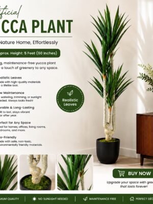 Artificial Yucca Plant ( 5ft tall ) with Black Plastic Pot-img2