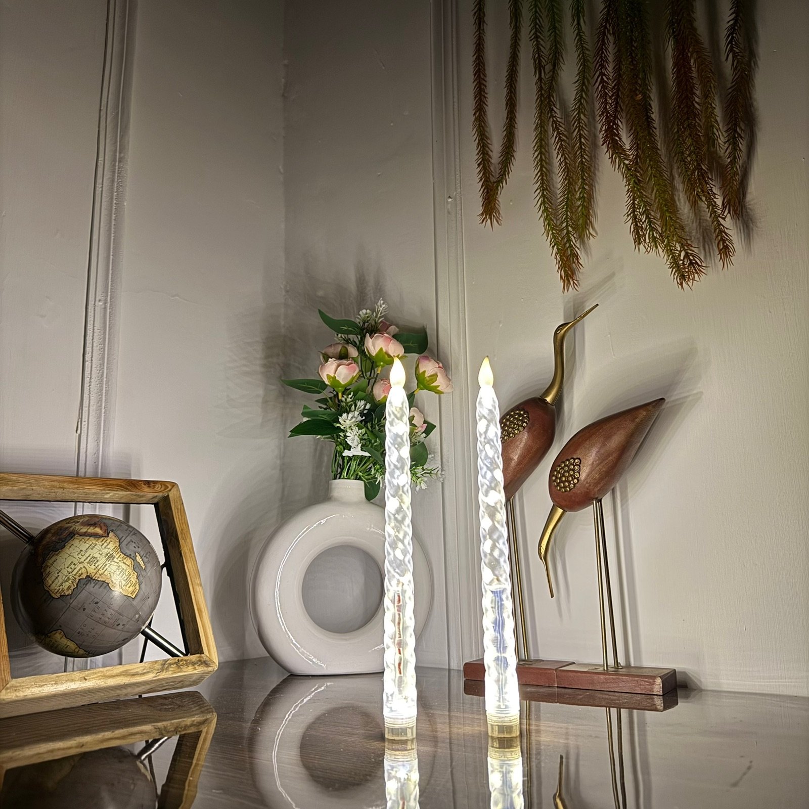 Auresta Home – Taper Transparent Led Candles ( Set of 2 pcs)-img1