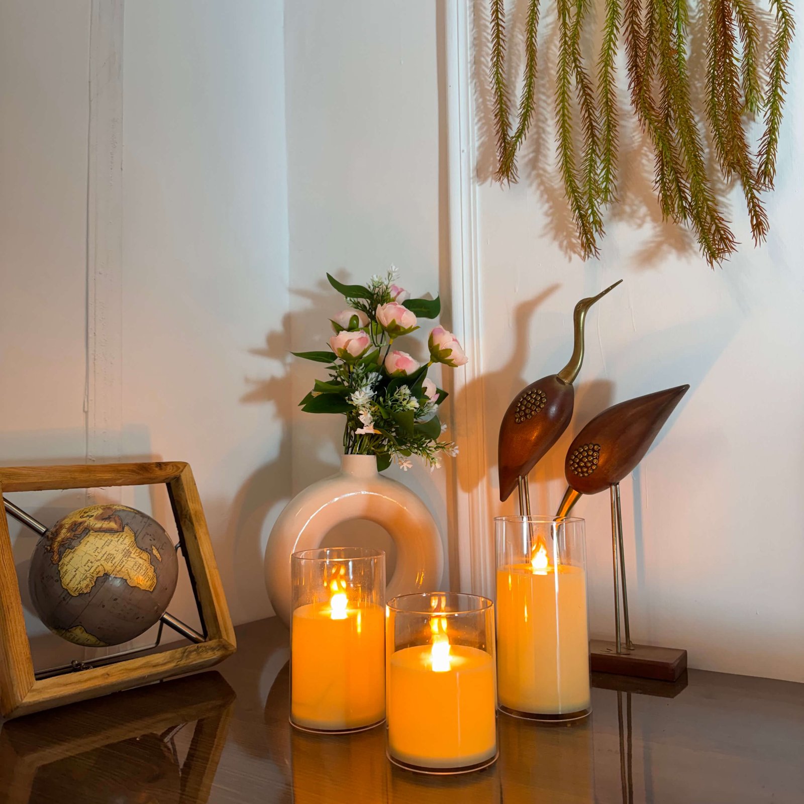 Auresta Home – Classic Glass Flameless Candle Set of 3 Pcs-img2