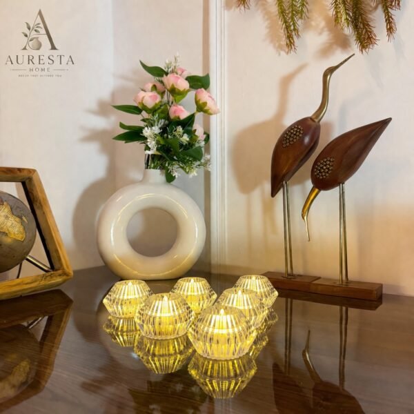 Auresta Home – Crystal Glow LED Tealight Set of 12 PCS