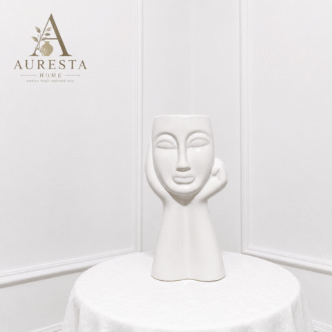 Auresta Muse Face Ceramic Vase ( Without Flowers )