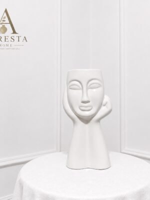 Auresta Muse Face Ceramic Vase ( Without Flowers )