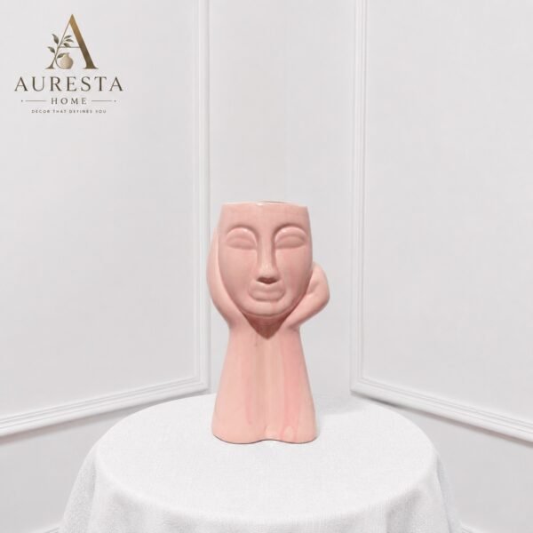 Auresta Muse Face Ceramic Vase ( Without Flowers )