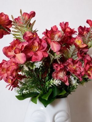 Elegant Blossom Silk Flower Bouquet – Set of 4 Pcs (5 Colours Available)