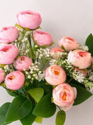 Elegant Peony Blossom Bouquet – 9 Flower Heads ( Set of 2 Pcs )