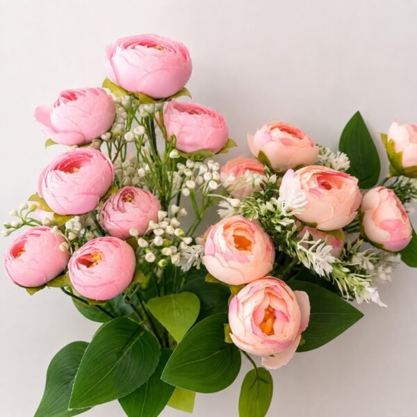 Elegant Peony Blossom Bouquet – 9 Flower Heads ( Set of 2 Pcs )