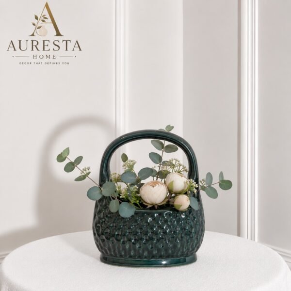 Emerald Basket Vase