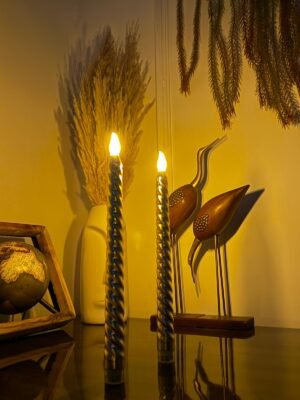 Golden Spiral Flameless LED Taper Candle ( Set of 2 pcs )