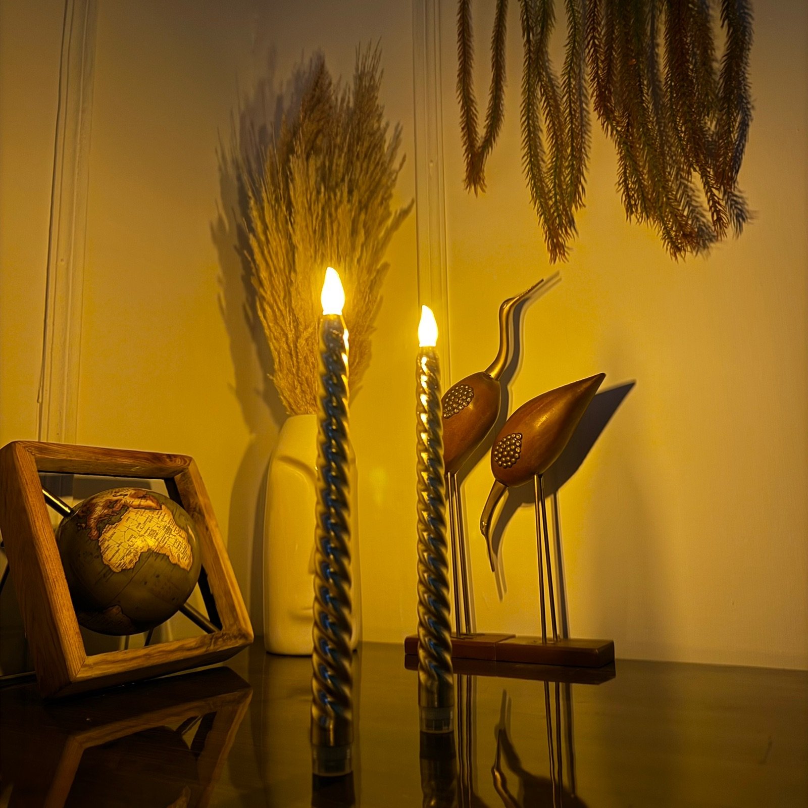 gold finish LED taper candles