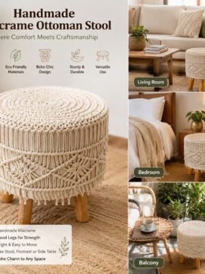 Handcrafted Macramé Ottoman Stool Set ( Set of 2 )-img2