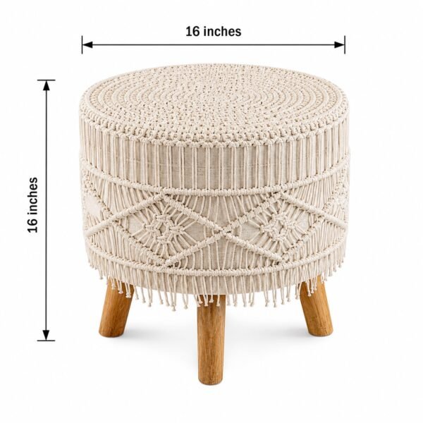 Handcrafted Macramé Ottoman Stool Set ( Set of 2 )
