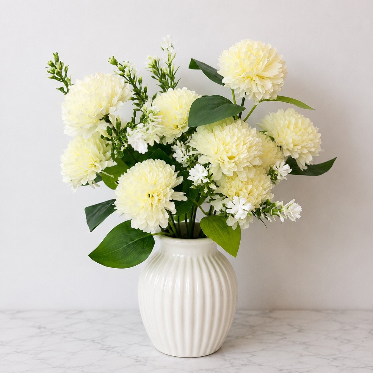 Ivory Chrysanthemum Bouquet ( Set of 4 Pcs )-img1