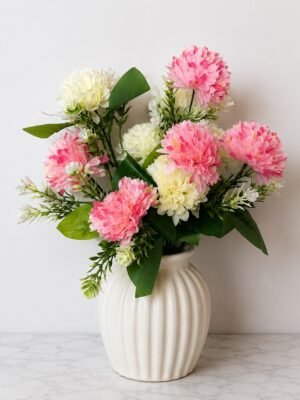 Ivory & Pink Chrysanthemum Bouquet ( Set of 4 Pcs )