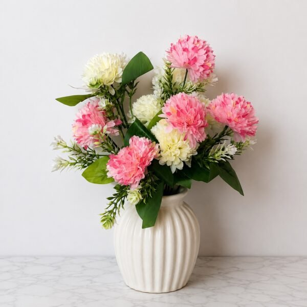 Ivory & Pink Chrysanthemum Bouquet ( Set of 4 Pcs )