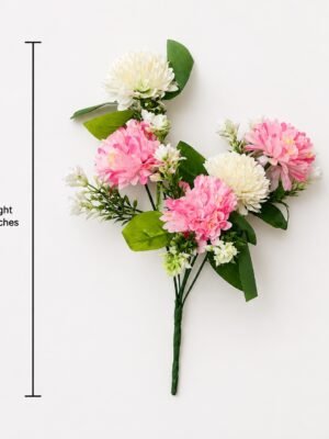 Ivory & Pink Chrysanthemum Bouquet ( Set of 4 Pcs )-img2