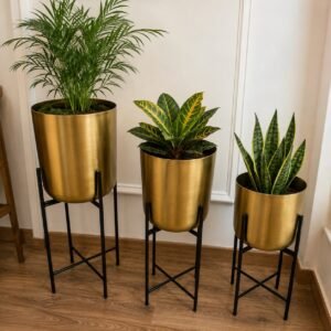 Luxe Gold Metal Planter Stand Set (Set of 3)-img1