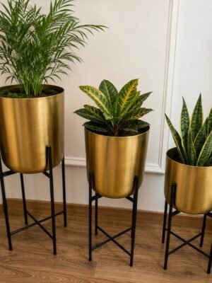 Luxe Gold Metal Planter Stand Set (Set of 3)