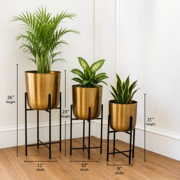 Luxe Gold Metal Planter Stand Set (Set of 3)
