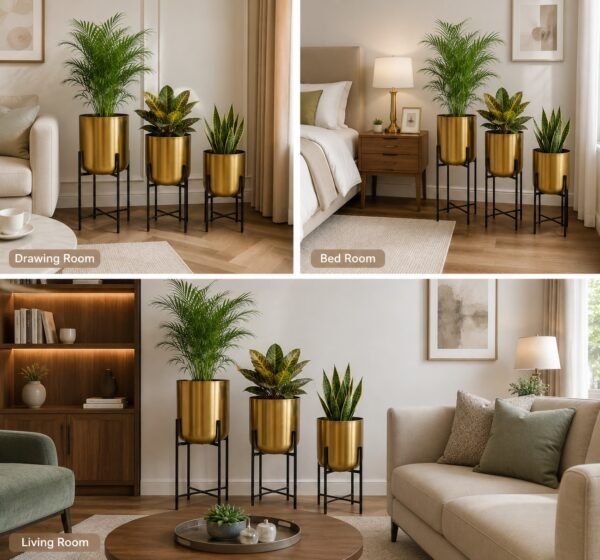 Luxe Gold Metal Planter Stand Set (Set of 3)