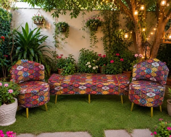 Luxe Jaipuri Print Seating Set ( Set of 3 Pieces )