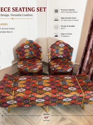 Luxe Jaipuri Print Seating Set ( Set of 3 Pieces )-img5