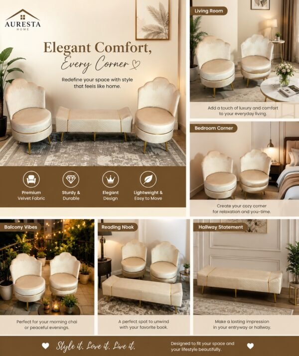 Luxe Velvet Accent Seating Set (3-Piece)