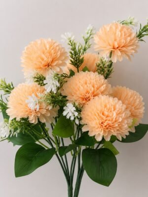 Peach Bloom Silk Flower Bouquet ( Set of 4 Pcs )