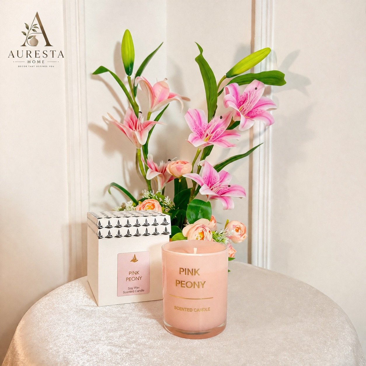 Pink Peony Scented Soy Wax Candle-img2