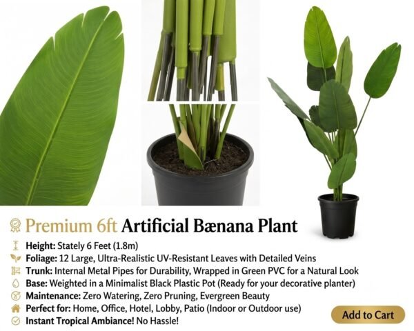 Premium Artificial 6ft Banana Plant