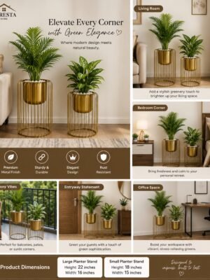 Premium Gold Metal Plant Stand (Plant Not Included)-img2