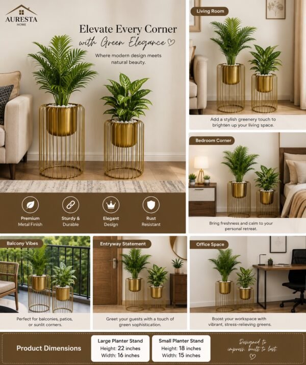✨ Premium Gold Metal Plant Stand (Plant Not Included) ✨